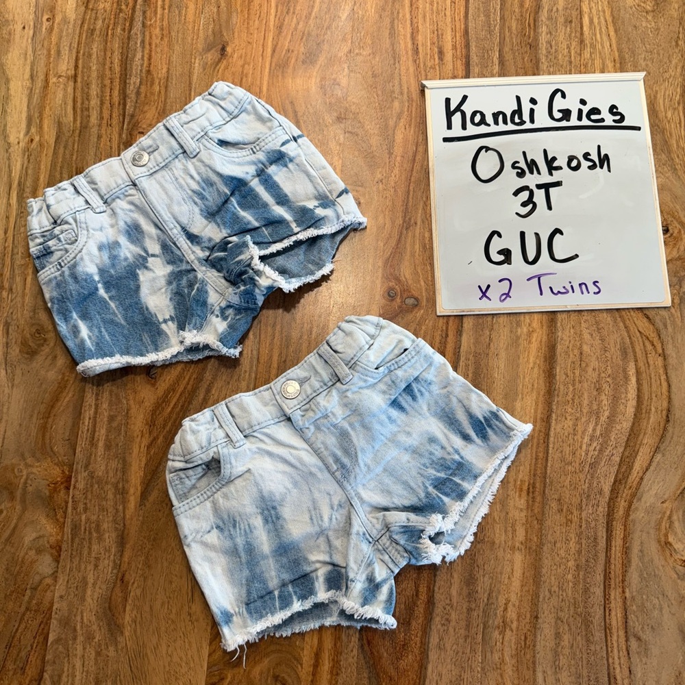 Oshkosh Twin Bundle 2 pairs of Blue Tie-Dye Denim Shorts